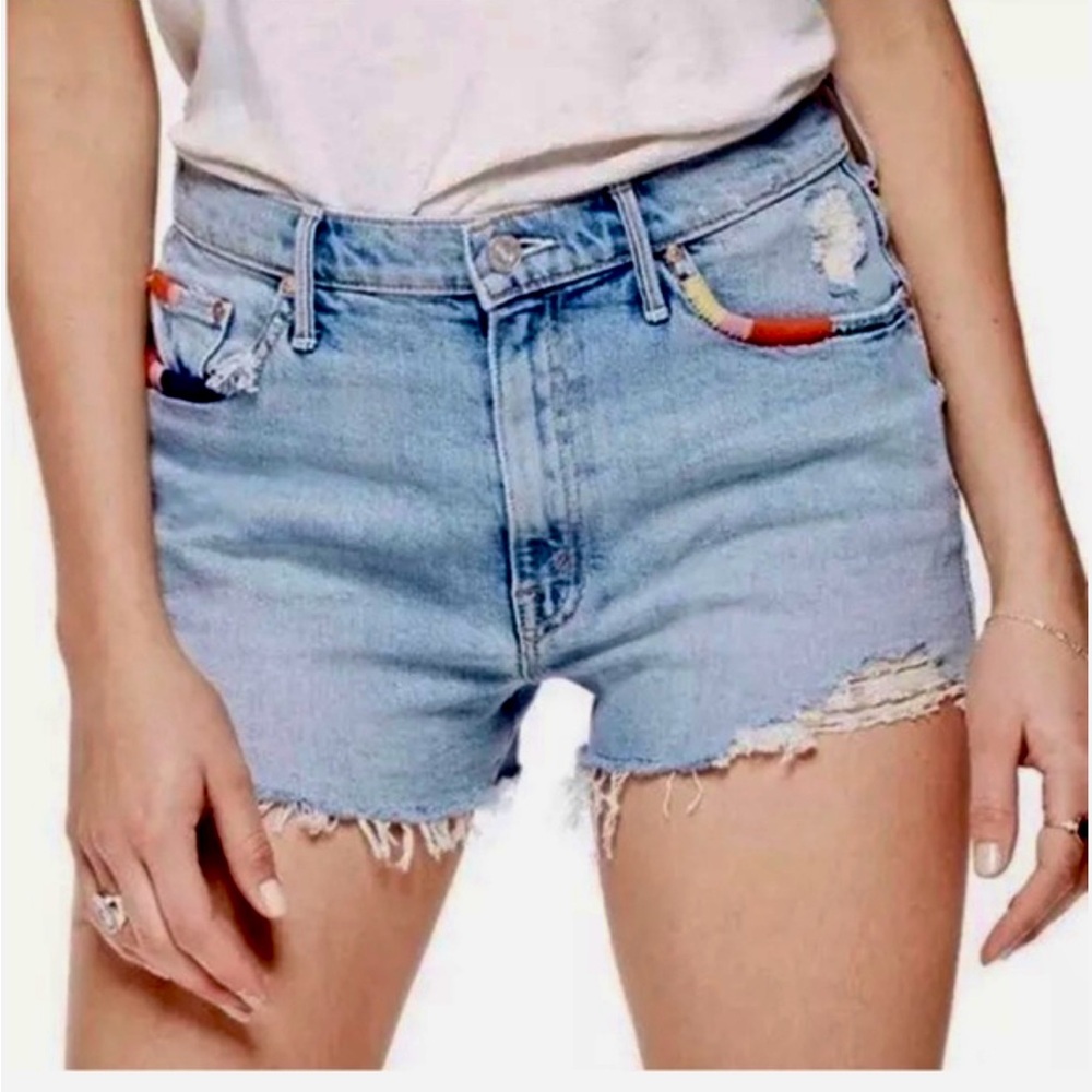 Mother jeans distressed Light Blue Denim Shorts